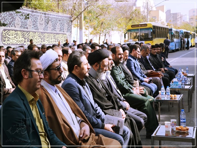 مراسم بدرقه کاروان شهدای شرکت واحد اتوبوسرانی شهرداری تبریز